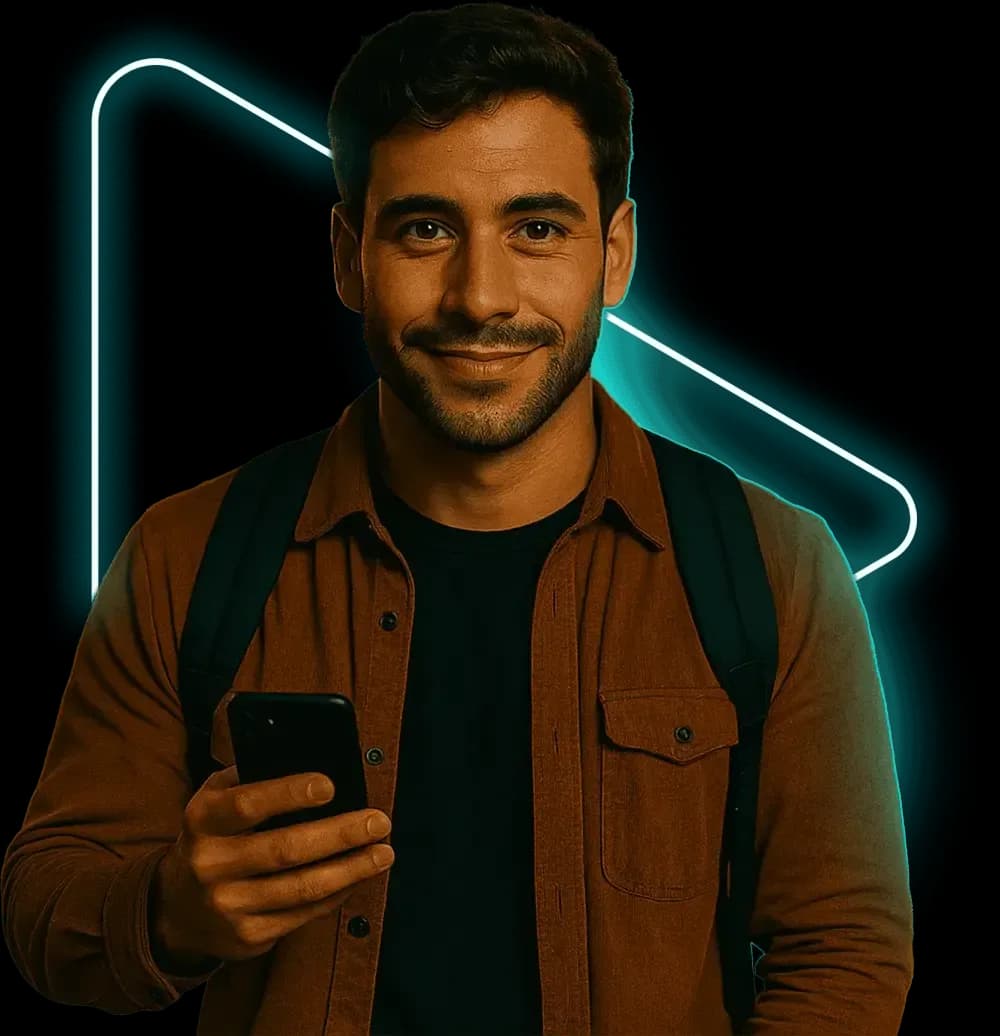Pessoa com celular na mao